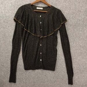 TSUMORI CHISATO Womens Cardigan 3 Fitted MEDIUM Black Silk Linen Cape Whimsigoth